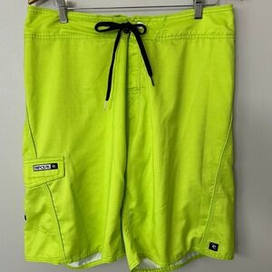 Rip Curl Board Shorts Mens 34 Neon Green Surf Swim Trunks Cargo Pocket